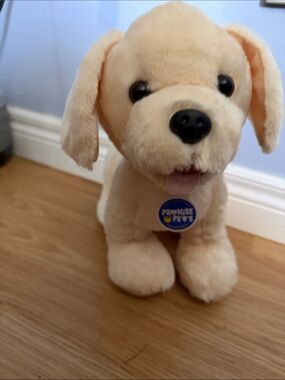 Promise Cream Plush Puppy with Black Nose and Blue Tag